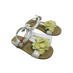 Janie And Jack $59 Girls White Sandals Yellow Flower Size 8 NWT